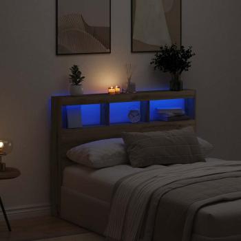 ARDEBO.de - LED-Kopfteil mit Ablagen Artisan-Eiche 140x17x102 cm