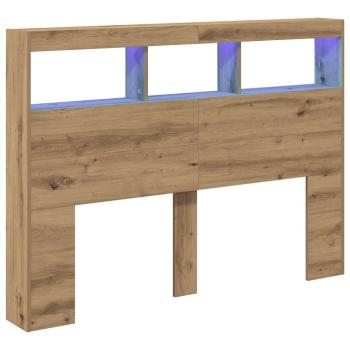 LED-Kopfteil mit Ablagen Artisan-Eiche 140x17x102 cm