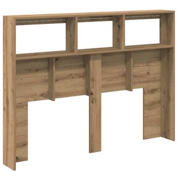 LED-Kopfteil mit Ablagen Artisan-Eiche 140x17x102 cm