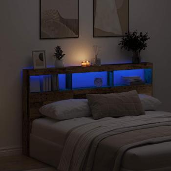 ARDEBO.de - LED-Kopfteil mit Ablagen Altholz-Optik 180x17x102 cm