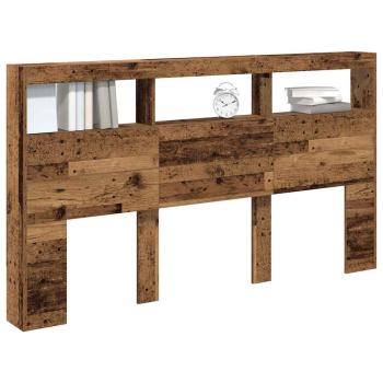 LED-Kopfteil mit Ablagen Altholz-Optik 180x17x102 cm