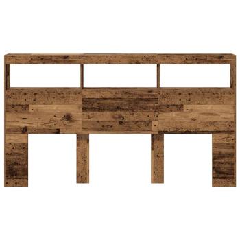 LED-Kopfteil mit Ablagen Altholz-Optik 180x17x102 cm