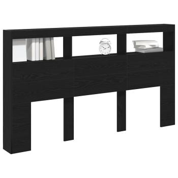 LED-Kopfteil mit Ablagen Schwarz Eichen-Optik 180x17x102 cm