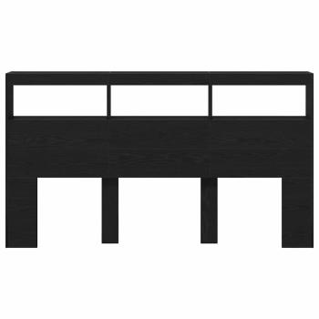 LED-Kopfteil mit Ablagen Schwarz Eichen-Optik 180x17x102 cm
