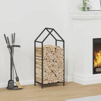 ARDEBO.de - Brennholzregal Schwarz 40x25x90 cm Kaltgewalzter Stahl