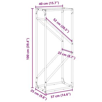 Brennholzregal Anthrazit 40x25x100 cm Kaltgewalzter Stahl