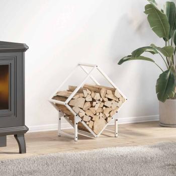 ARDEBO.de - Brennholzregal Weiß 50x25x50 cm Kaltgewalzter Stahl