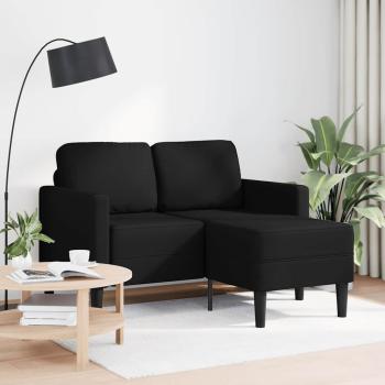 2-Sitzer-Sofa mit Chaiselongue L-f?rmig Schwarz 125 cm Kunstleder