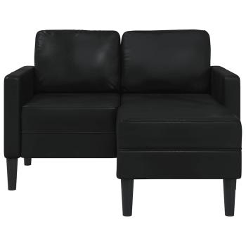 2-Sitzer-Sofa mit Chaiselongue L-f?rmig Schwarz 125 cm Kunstleder