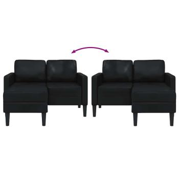 2-Sitzer-Sofa mit Chaiselongue L-f?rmig Schwarz 125 cm Kunstleder