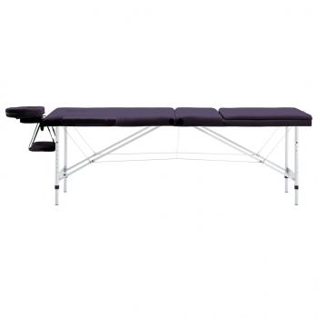 Massageliege Klappbar 3-Zonen mit Aluminiumgestell Lila