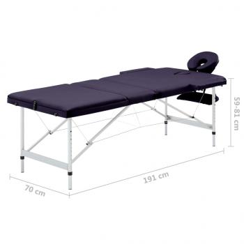 Massageliege Klappbar 3-Zonen mit Aluminiumgestell Lila