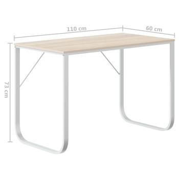 Computertisch Weiß und Eiche-Optik 110x60x73 cm Holzwerkstoff