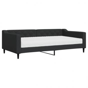 Tagesbett mit Matratze Schwarz 100x200 cm Stoff