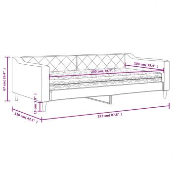 Tagesbett mit Matratze Schwarz 100x200 cm Stoff