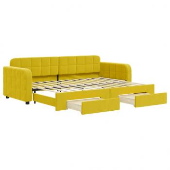 Tagesbett Ausziehbar mit Schubladen Gelb 80x200 cm Samt