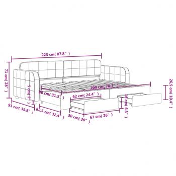 Tagesbett Ausziehbar mit Schubladen Gelb 80x200 cm Samt