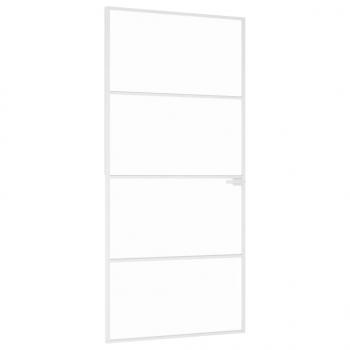 Innentür Weiß 93x201,5 cm Hartglas & Aluminium Schlank