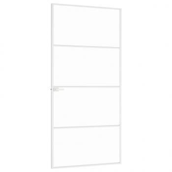 Innentür Weiß 93x201,5 cm Hartglas & Aluminium Schlank