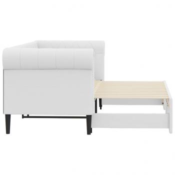 Tagesbett Ausziehbar Weiß 90x200 cm Kunstleder