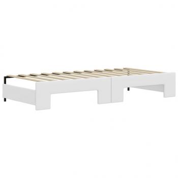 Tagesbett Ausziehbar Weiß 90x200 cm Kunstleder