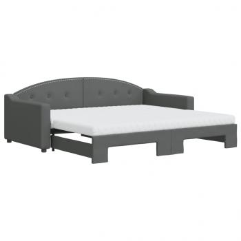 Tagesbett Ausziehbar mit Matratzen Dunkelgrau 90x190 cm Stoff