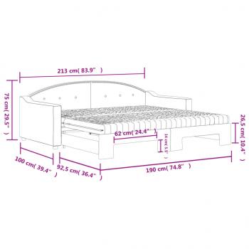 Tagesbett Ausziehbar mit Matratzen Dunkelgrau 90x190 cm Stoff