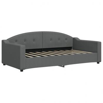 Tagesbett Ausziehbar mit Matratzen Dunkelgrau 90x190 cm Stoff