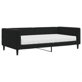 Tagesbett mit Matratze Schwarz 100x200 cm Samt