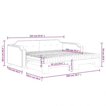 Tagesbett Ausziehbar mit Matratzen Creme 100x200 cm Stoff