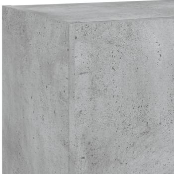 4-tlg. Wohnwand mit LED-Beleuchtung Betongrau Holzwerkstoff