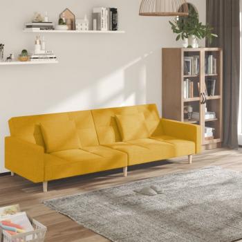ARDEBO.de - Schlafsofa 2-Sitzer mit 2 Kissen Gelb Stoff
