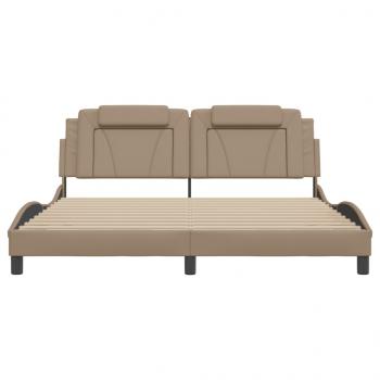 Bettgestell mit Kopfteil Cappuccino-Braun 180x200 cm Kunstleder