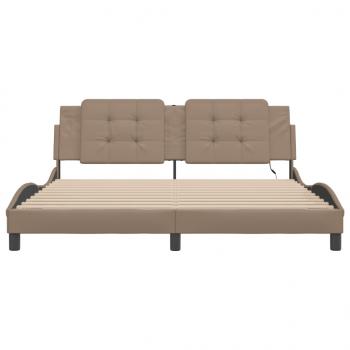 Bettgestell mit LED Cappuccino-Braun 180x200 cm Kunstleder