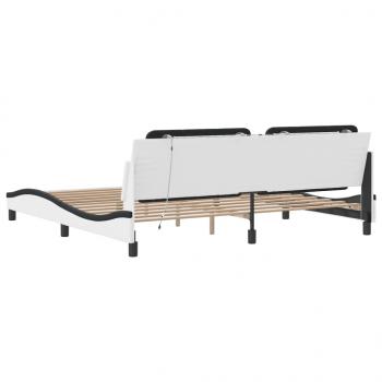 Bettgestell mit LED Weiß und Schwarz 200x200 cm Kunstleder