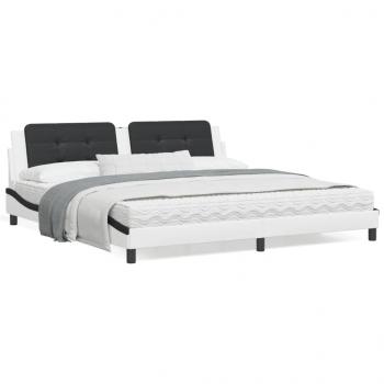 ARDEBO.de - Bett mit Matratze Weiß und Schwarz 200x200 cm Kunstleder