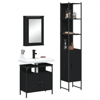 ARDEBO.de - 3-tlg. Badmöbel-Set Schwarz Holzwerkstoff