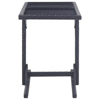3-tlg. Garten-Essgruppe Poly Rattan und Hartglas Schwarz
