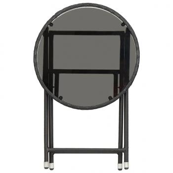 3-tlg. Bistro-Set Poly-Rattan und Hartglas Schwarz