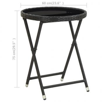 3-tlg. Bistro-Set Poly-Rattan und Hartglas Schwarz