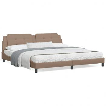 ARDEBO.de - Bettgestell mit LED Cappuccino-Braun 200x200 cm Kunstleder