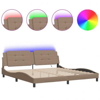 Bettgestell mit LED Cappuccino-Braun 200x200 cm Kunstleder