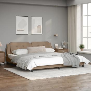 Bettgestell mit LED Cappuccino-Braun 200x200 cm Kunstleder