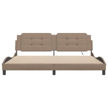 Bettgestell mit LED Cappuccino-Braun 200x200 cm Kunstleder