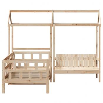 Tagesbett Set mit Dach 90x190 cm Massivholz Kiefer