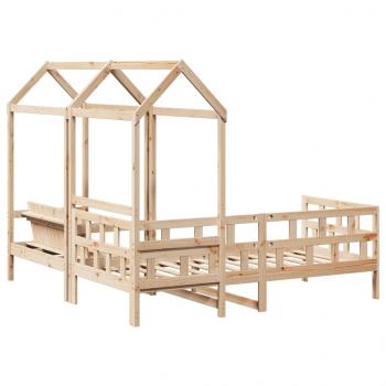 Tagesbett Set mit Dach 90x190 cm Massivholz Kiefer