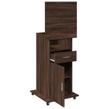 Rednerpult mit Rollen & Schublade Braun Eiche-Optik 55x55x107cm