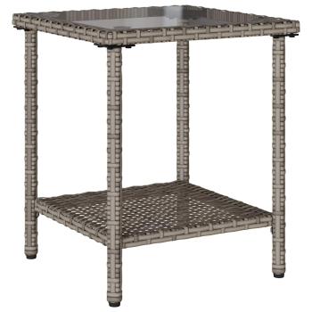 Gartensofa in L-Form mit Tisch und Kissen Grau Poly Rattan