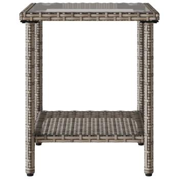 Gartensofa in L-Form mit Tisch und Kissen Grau Poly Rattan