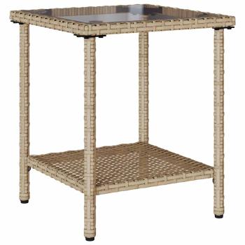 ARDEBO.de - Gartensofa in L-Form mit Tisch und Kissen Beige Poly Rattan